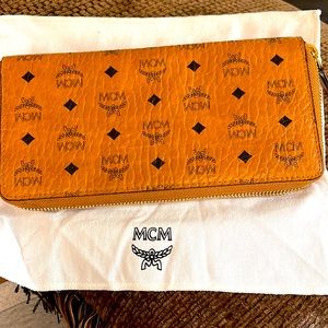 All over MCM logo leather trim wallet